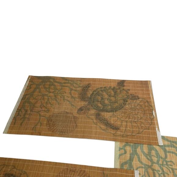 vintage sea turtle bamboo hawaiian place mats Set Of 5 - Picture 7 of 10